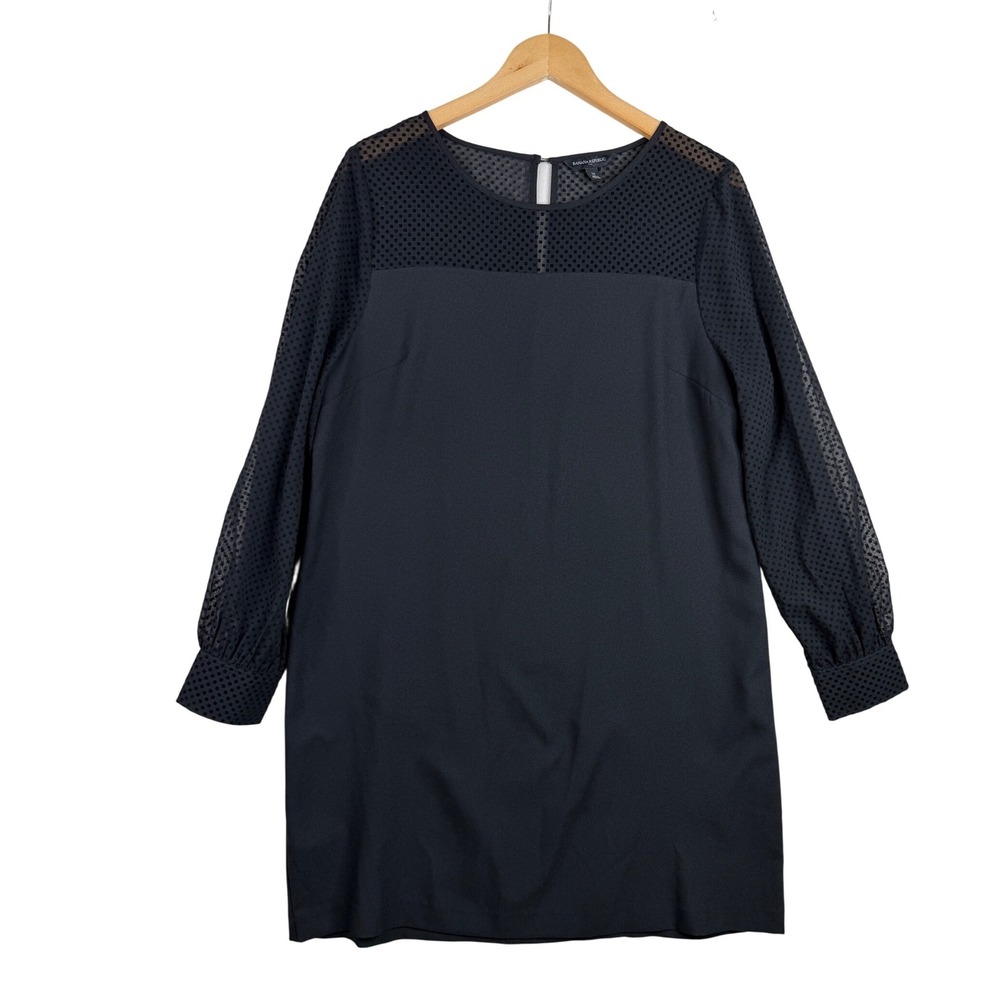 Banana‎ Republic Long Sleeve Shift Dress size 14 Black